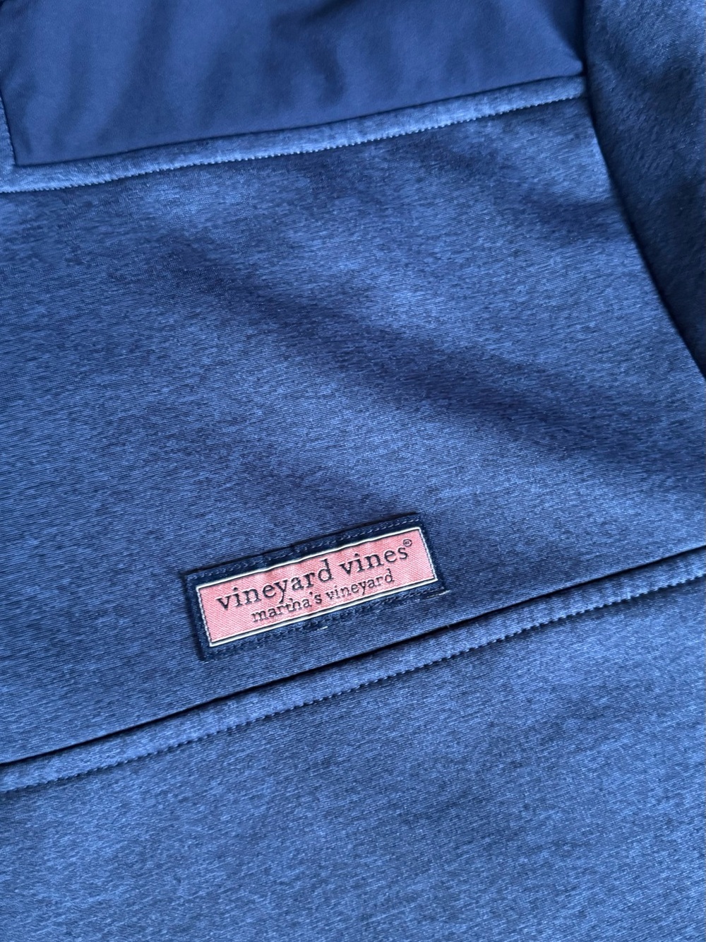 Vineyard Vines Navy Pull Over Quarter-Zip with Pink Chest Patch- XL - Picture 2 of 3